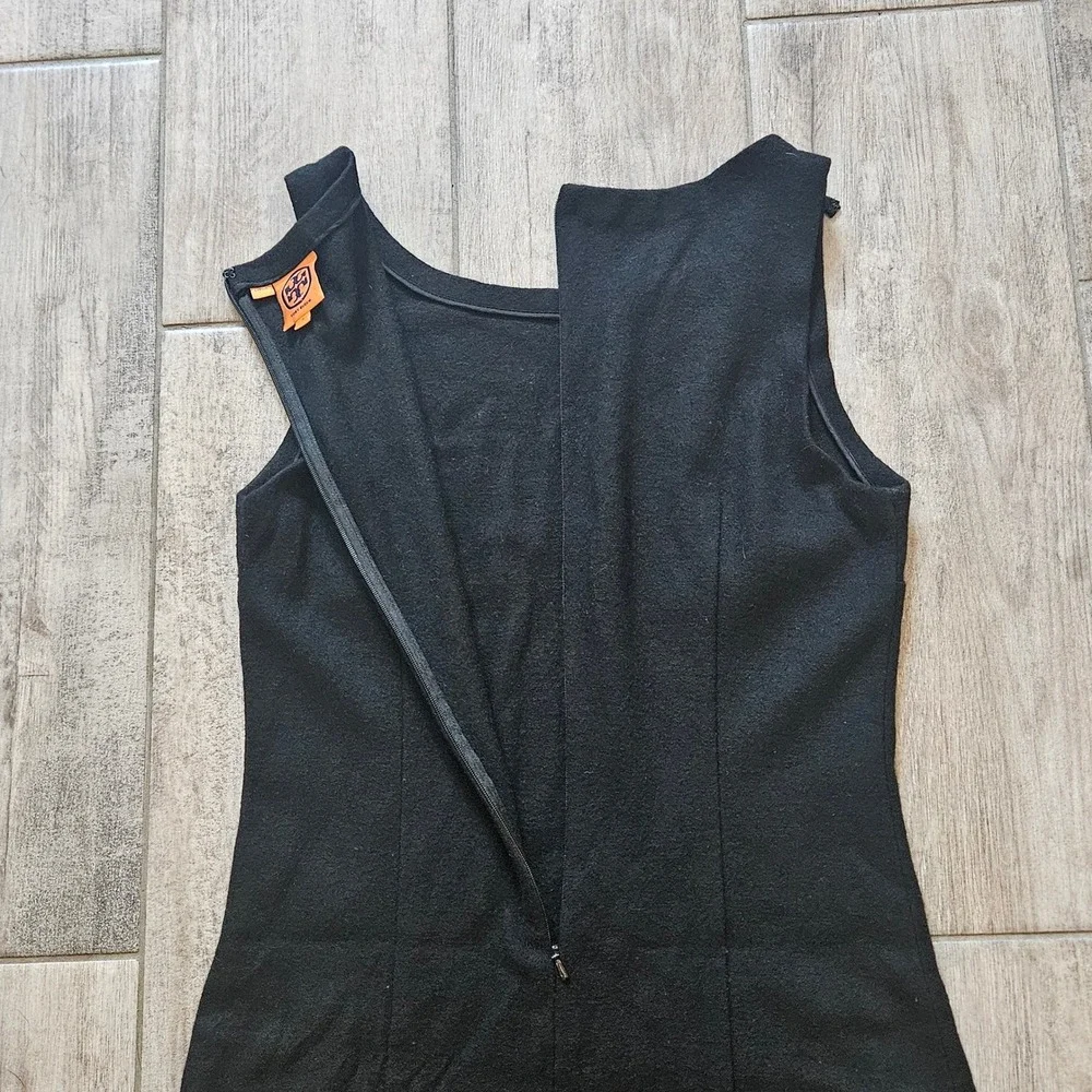 Tory Burch Shift Dress Size S Black Wool Sleeveless  Round Neck LBD Quiet Luxury